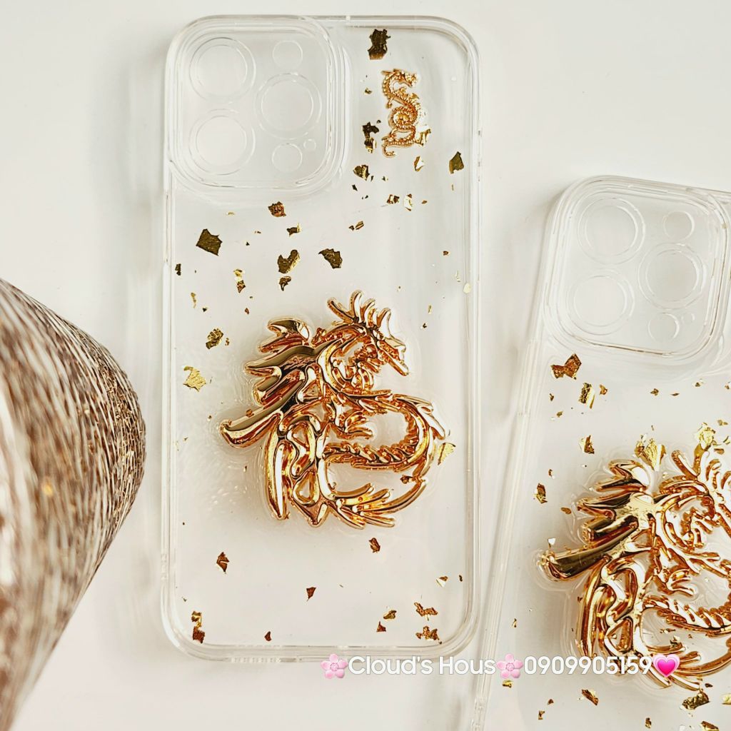 Case Ốp điện thoại iPhone RỒNG VÀNG - CHỮ LONG trong dẻo iPhone 11/12/13/14/15/Pro/Promax TẾT