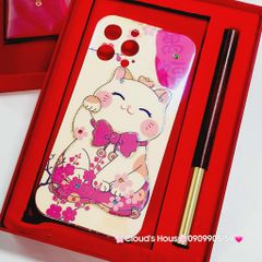 Case Ốp điện thoại iPhone Mèo may mắn vẫy tay Hologram Ánh Xà Cừ iPhone 11/12/13/14/15/Pro/Promax - TẾT