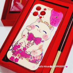 Case Ốp điện thoại iPhone Mèo may mắn vẫy tay Hologram Ánh Xà Cừ iPhone 11/12/13/14/15/Pro/Promax - TẾT