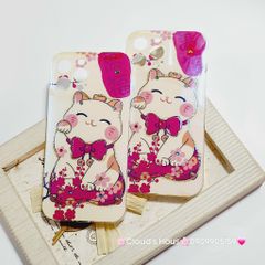 Case Ốp điện thoại iPhone Mèo may mắn vẫy tay Hologram Ánh Xà Cừ iPhone 11/12/13/14/15/Pro/Promax - TẾT