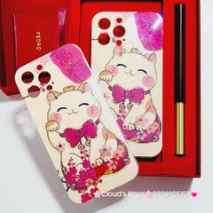 Case Ốp điện thoại iPhone Mèo may mắn vẫy tay Hologram Ánh Xà Cừ iPhone 11/12/13/14/15/Pro/Promax - TẾT