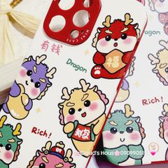 Case Ốp điện thoại iPhone Rồng kute nhám da Dragon Rich iPhone 12/13/14/15/Pro/Promax - TẾT