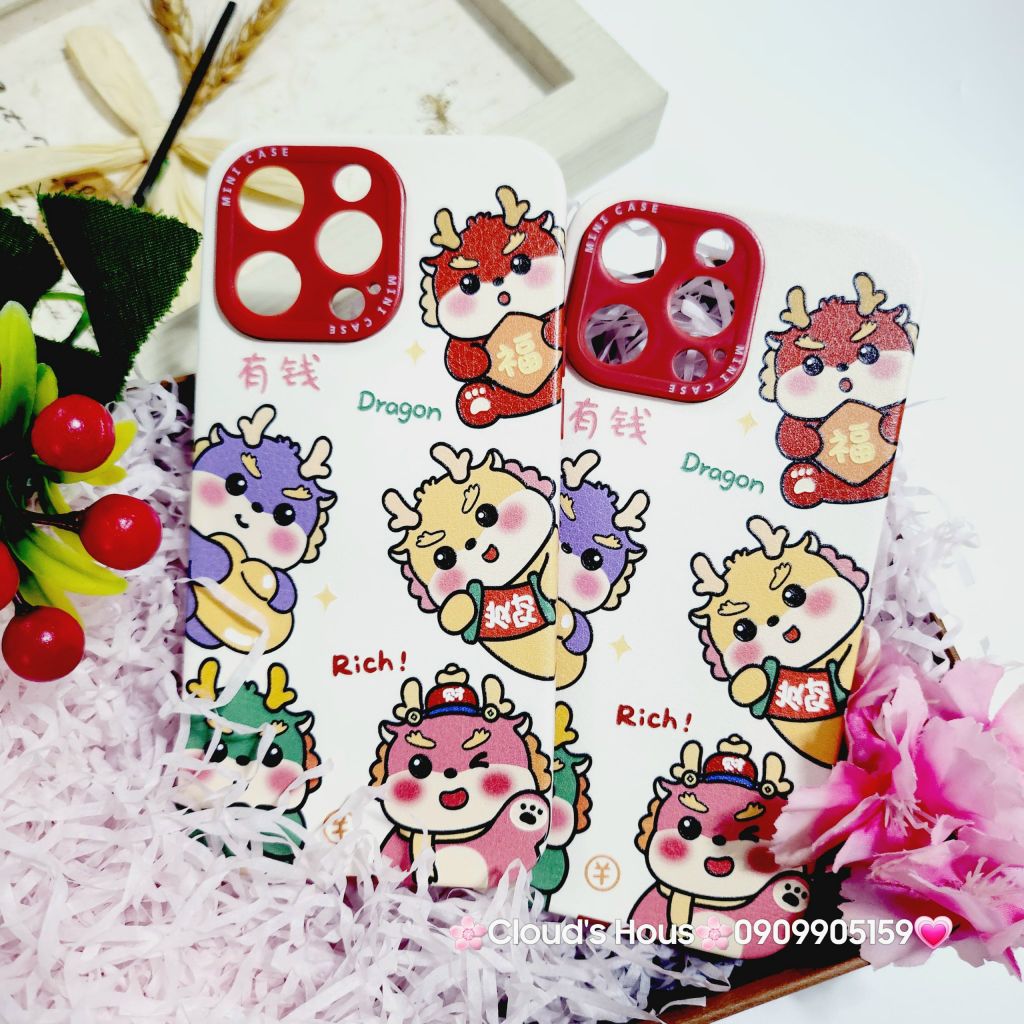 Case Ốp điện thoại iPhone Rồng kute nhám da Dragon Rich iPhone 12/13/14/15/Pro/Promax - TẾT