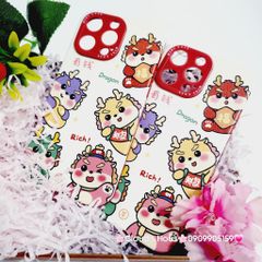 Case Ốp điện thoại iPhone Rồng kute nhám da Dragon Rich iPhone 12/13/14/15/Pro/Promax - TẾT