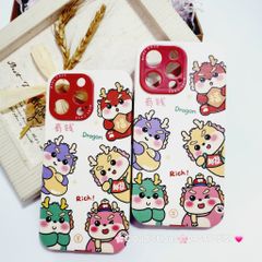 Case Ốp điện thoại iPhone Rồng kute nhám da Dragon Rich iPhone 12/13/14/15/Pro/Promax - TẾT