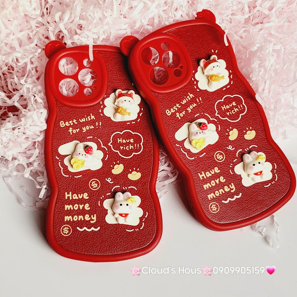 Case Ốp điện thoại iPhone Tai Gấu - Thỏ Tết icon nổi iPhone 11/12/13/14/Pro/Promax (2 mẫu) - TẾT