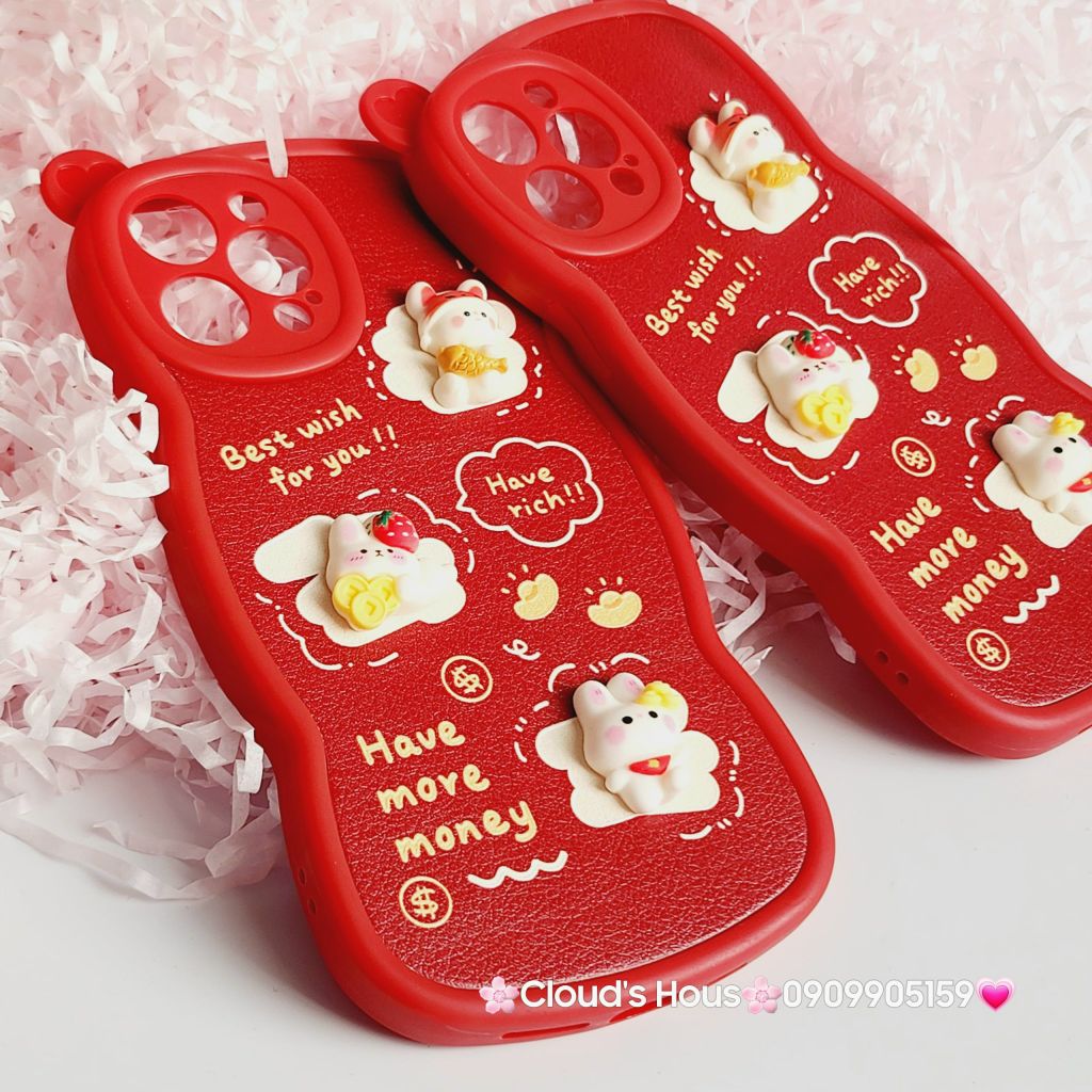 Case Ốp điện thoại iPhone Tai Gấu - Thỏ Tết icon nổi iPhone 11/12/13/14/Pro/Promax (2 mẫu) - TẾT