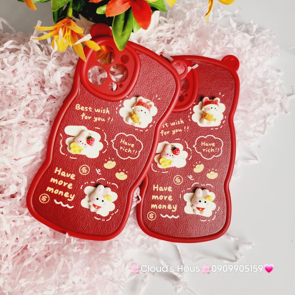 Case Ốp điện thoại iPhone Tai Gấu - Thỏ Tết icon nổi iPhone 11/12/13/14/Pro/Promax (2 mẫu) - TẾT