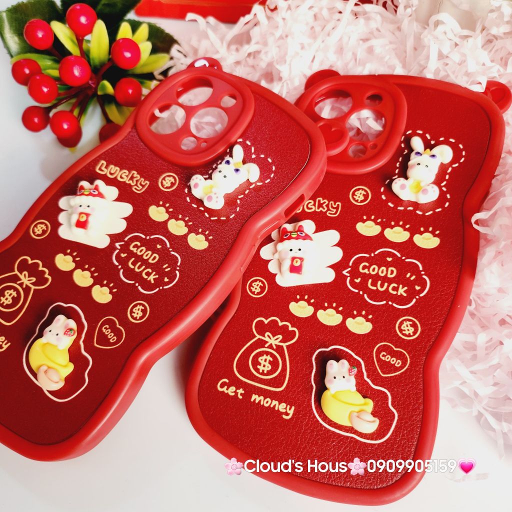 Case Ốp điện thoại iPhone Tai Gấu - Thỏ Tết icon nổi iPhone 11/12/13/14/Pro/Promax (2 mẫu) - TẾT