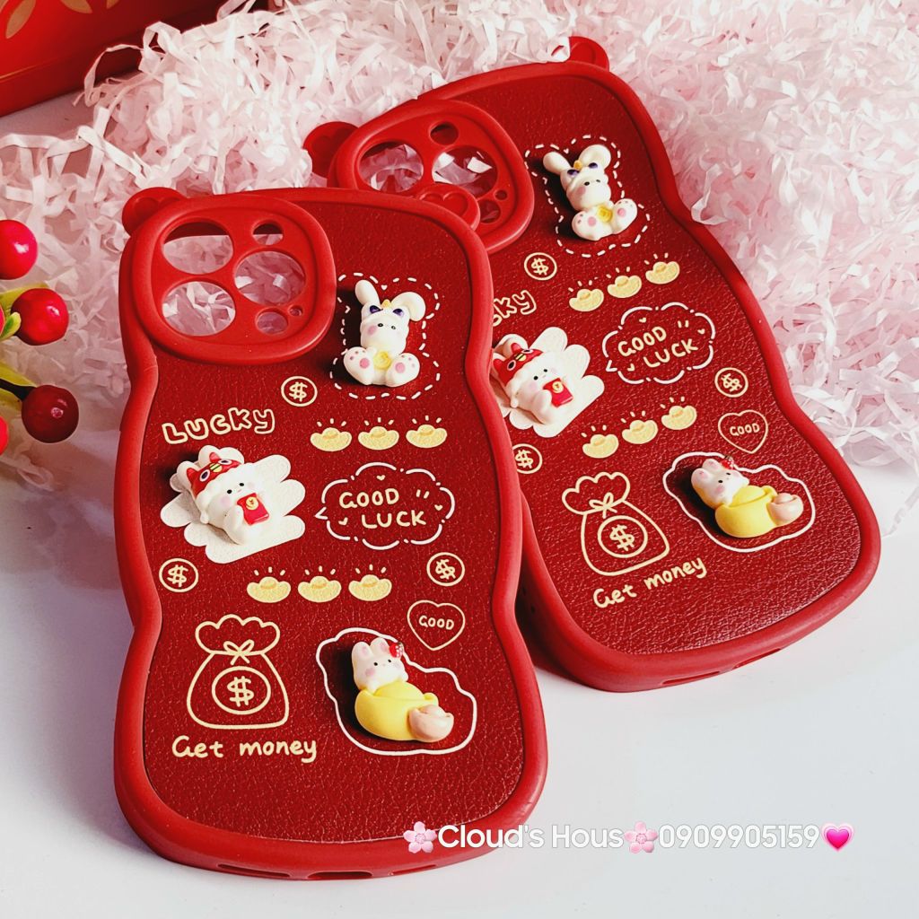 Case Ốp điện thoại iPhone Tai Gấu - Thỏ Tết icon nổi iPhone 11/12/13/14/Pro/Promax (2 mẫu) - TẾT