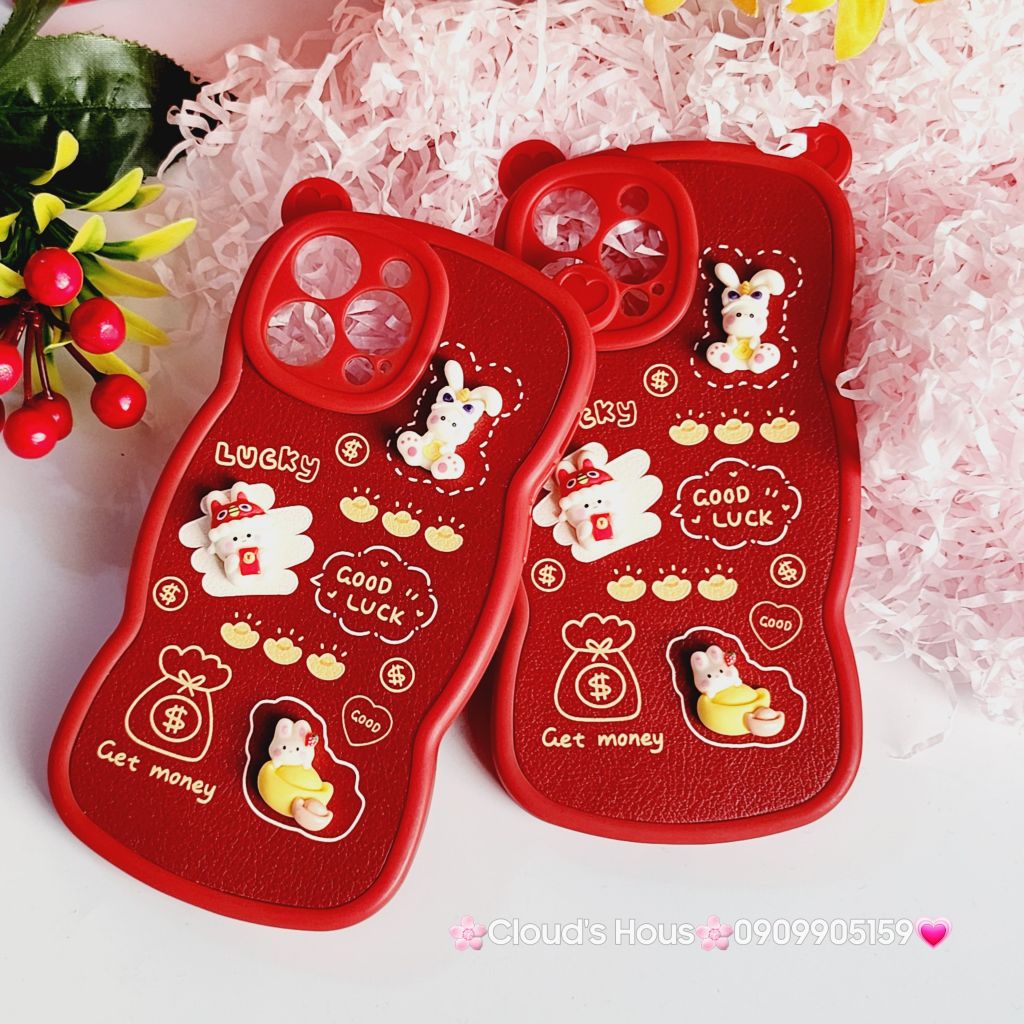 Case Ốp điện thoại iPhone Tai Gấu - Thỏ Tết icon nổi iPhone 11/12/13/14/Pro/Promax (2 mẫu) - TẾT