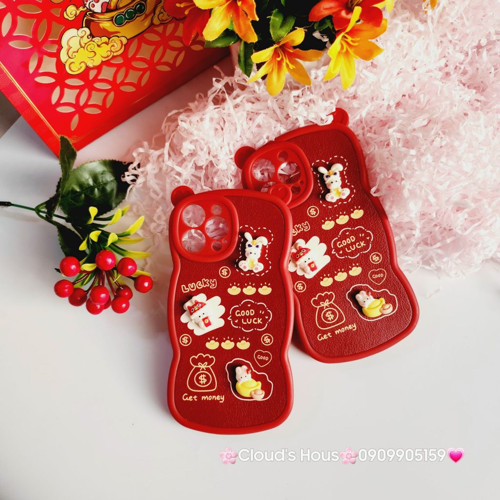 Case Ốp điện thoại iPhone Tai Gấu - Thỏ Tết icon nổi iPhone 11/12/13/14/Pro/Promax (2 mẫu) - TẾT
