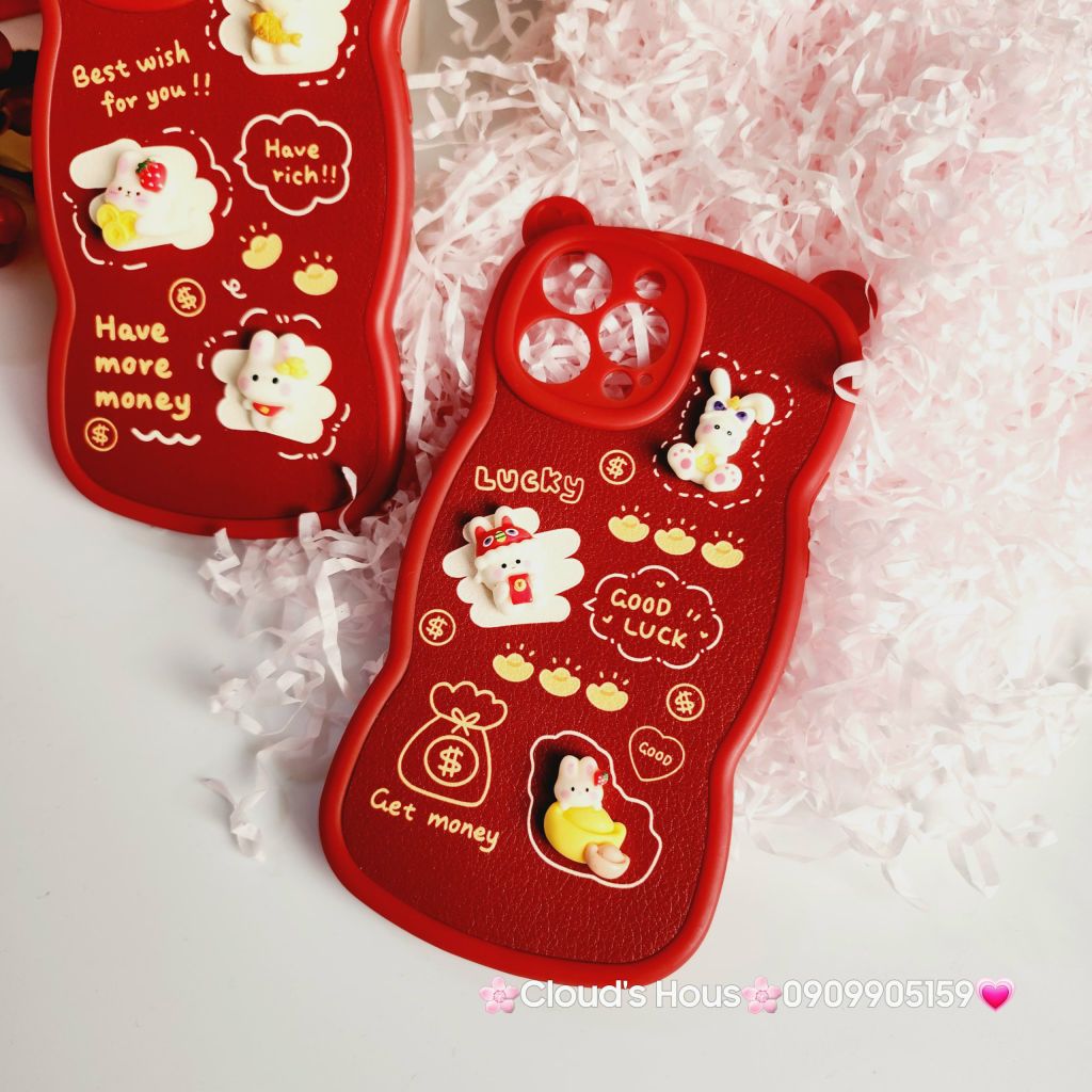 Case Ốp điện thoại iPhone Tai Gấu - Thỏ Tết icon nổi iPhone 11/12/13/14/Pro/Promax (2 mẫu) - TẾT