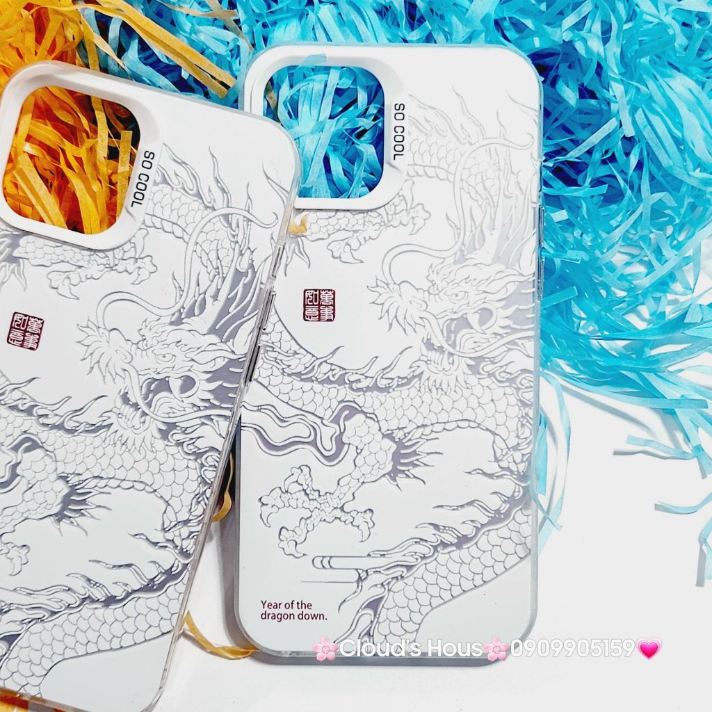 Case Ốp điện thoại iPhone Rồng Trắng Nền trắng So Cool iPhone 11/12/13/14/15/Pro/Promax - TẾT