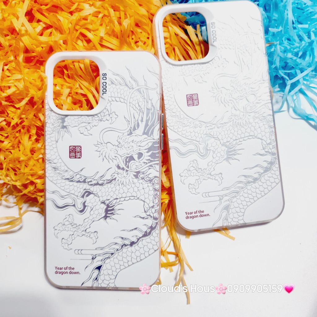 Case Ốp điện thoại iPhone Rồng Trắng Nền trắng So Cool iPhone 11/12/13/14/15/Pro/Promax - TẾT