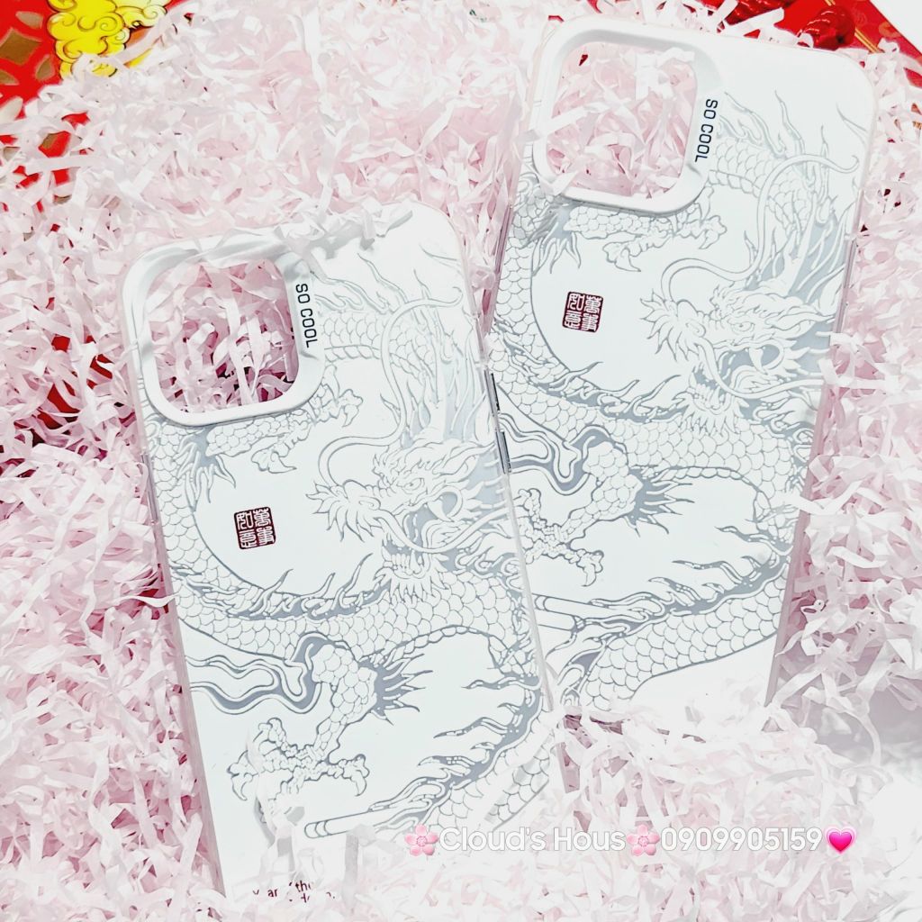 Case Ốp điện thoại iPhone Rồng Trắng Nền trắng So Cool iPhone 11/12/13/14/15/Pro/Promax - TẾT