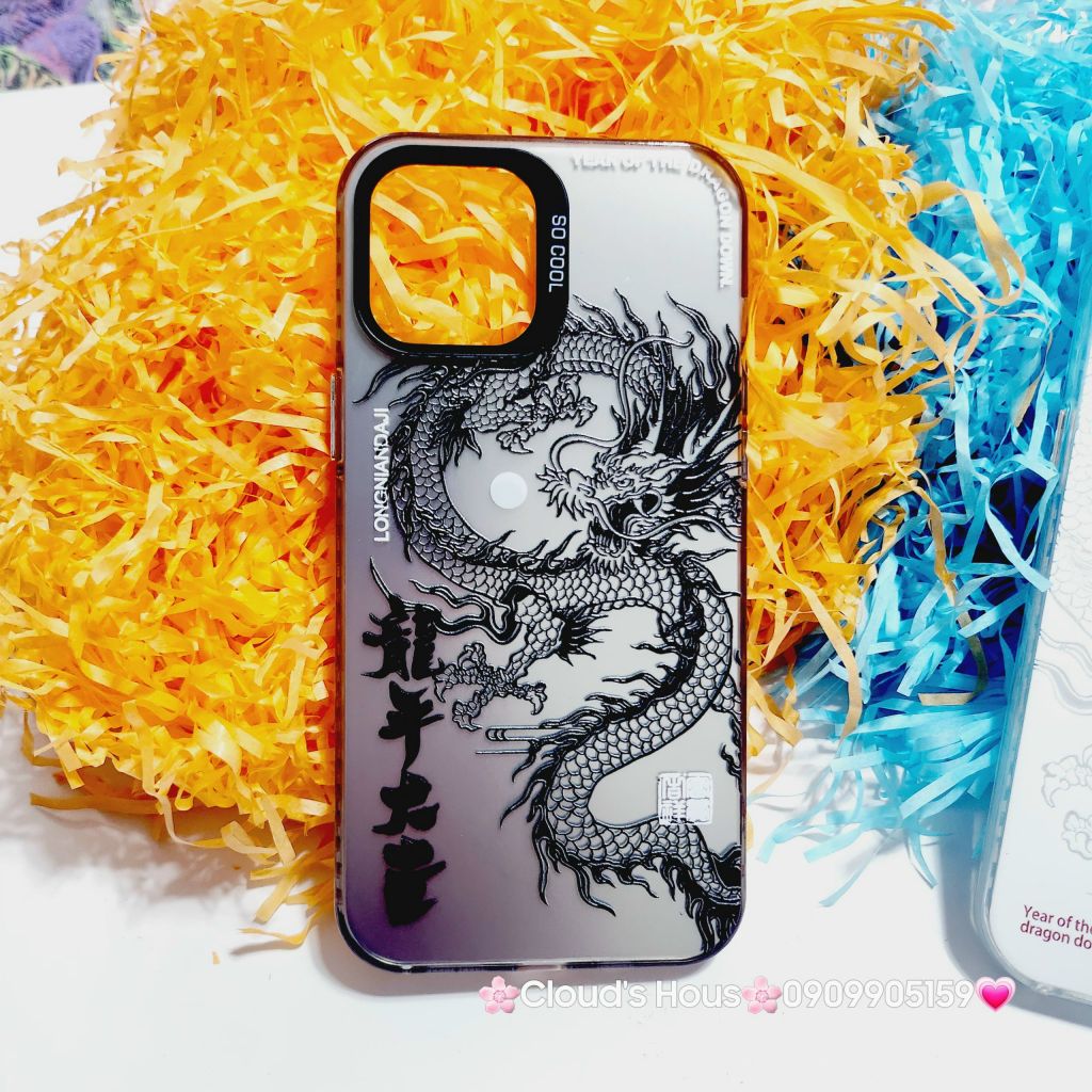 Case Ốp điện thoại iPhone Rồng Đen Nền xám So Cool iPhone 11/12/13/14/15/Pro/Promax - TẾT