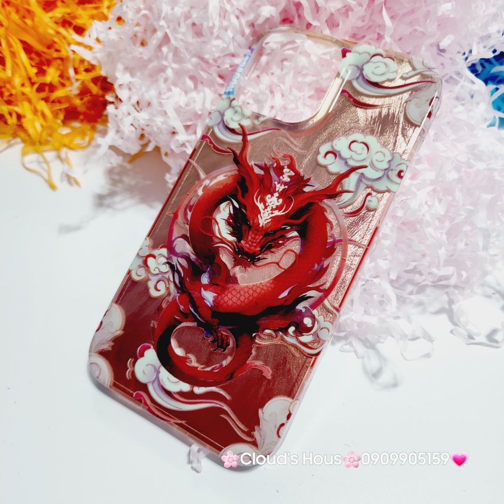 Case Ốp điện thoại iPhone Rồng Đỏ Hologram Chinese Dragon iPhone 12/13/14/15/Pro/Promax - TẾT