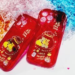 Case Ốp điện thoại iPhone Túi Tiền Vàng trong đỏ - Rich Happy dẻo phôi phao chống shock iPhone 11/12/13/14/15/Pro/Promax - TẾT (kèm charm)