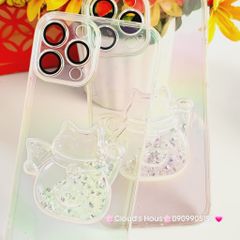 Case Ốp điện thoại iPhone Mèo May Mắn túi tiền nổi trong hologram bảo vệ camera iPhone 12/13/14/15/Pro/Promax - TẾT