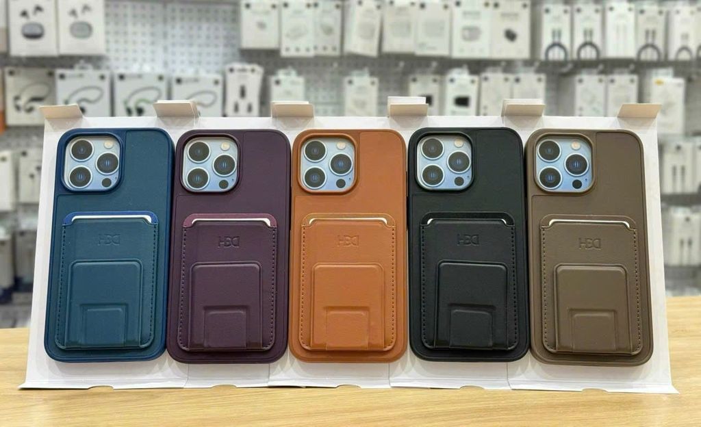 Case Ốp điện thoại iPhone HDD Da Đựng Card Chống dựng VERSION 2 iPhone 11/12/13/14/Pro/Promax