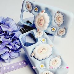 Case Ốp điện thoại iPhone Cừu Xanh - Sheep Su dẻo 3D Nổi Popsocket chống dựng iPhone 11/12/13/14/15/Plus/Pro/Promax