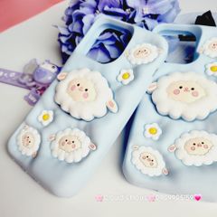 Case Ốp điện thoại iPhone Cừu Xanh - Sheep Su dẻo 3D Nổi Popsocket chống dựng iPhone 11/12/13/14/15/Plus/Pro/Promax