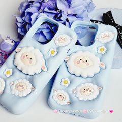 Case Ốp điện thoại iPhone Cừu Xanh - Sheep Su dẻo 3D Nổi Popsocket chống dựng iPhone 11/12/13/14/15/Plus/Pro/Promax
