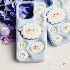 Case Ốp điện thoại iPhone Cừu Xanh - Sheep Su dẻo 3D Nổi Popsocket chống dựng iPhone 11/12/13/14/15/Plus/Pro/Promax