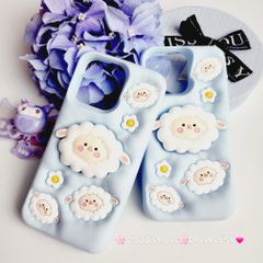 Case Ốp điện thoại iPhone Cừu Xanh - Sheep Su dẻo 3D Nổi Popsocket chống dựng iPhone 11/12/13/14/15/Plus/Pro/Promax