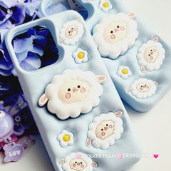 Case Ốp điện thoại iPhone Cừu Xanh - Sheep Su dẻo 3D Nổi Popsocket chống dựng iPhone 11/12/13/14/15/Plus/Pro/Promax