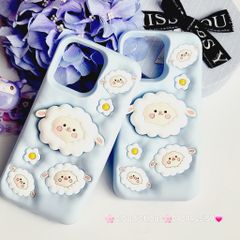 Case Ốp điện thoại iPhone Cừu Xanh - Sheep Su dẻo 3D Nổi Popsocket chống dựng iPhone 11/12/13/14/15/Plus/Pro/Promax
