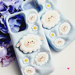 Case Ốp điện thoại iPhone Cừu Xanh - Sheep Su dẻo 3D Nổi Popsocket chống dựng iPhone 11/12/13/14/15/Plus/Pro/Promax