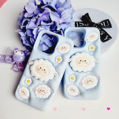 Case Ốp điện thoại iPhone Cừu Xanh - Sheep Su dẻo 3D Nổi Popsocket chống dựng iPhone 11/12/13/14/15/Plus/Pro/Promax