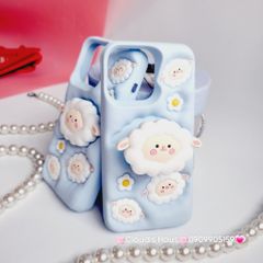 Case Ốp điện thoại iPhone Cừu Xanh - Sheep Su dẻo 3D Nổi Popsocket chống dựng iPhone 11/12/13/14/15/Plus/Pro/Promax