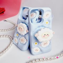 Case Ốp điện thoại iPhone Cừu Xanh - Sheep Su dẻo 3D Nổi Popsocket chống dựng iPhone 11/12/13/14/15/Plus/Pro/Promax