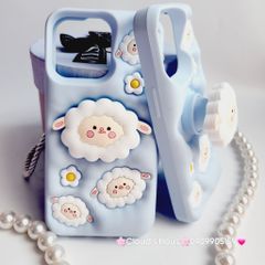Case Ốp điện thoại iPhone Cừu Xanh - Sheep Su dẻo 3D Nổi Popsocket chống dựng iPhone 11/12/13/14/15/Plus/Pro/Promax