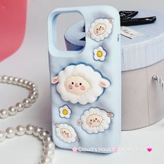 Case Ốp điện thoại iPhone Cừu Xanh - Sheep Su dẻo 3D Nổi Popsocket chống dựng iPhone 11/12/13/14/15/Plus/Pro/Promax