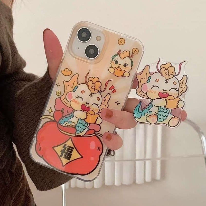 Case Ốp điện thoại iPhone Rồng KUTE kèm Popsocket iPhone 11/12/13/14/15/Pro/Promax - TẾT