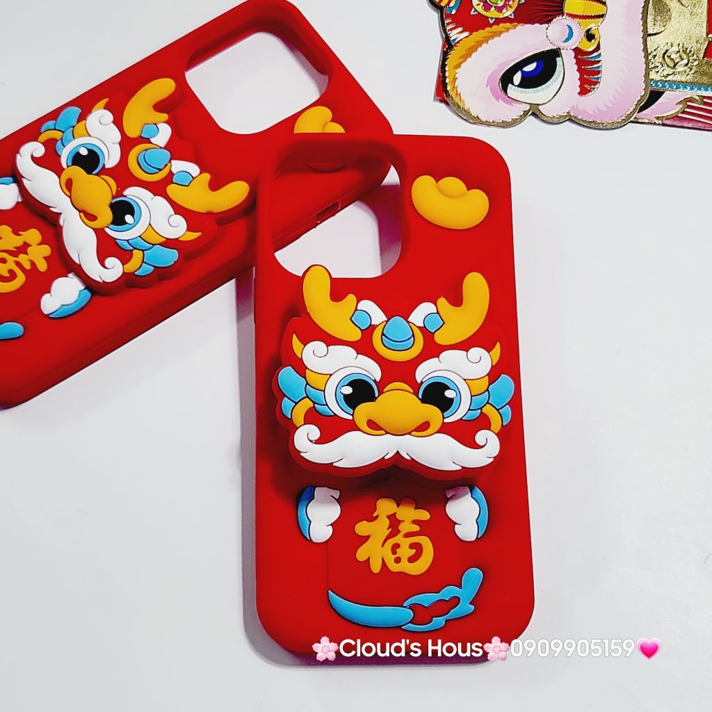 Case Ốp điện thoại iPhone Su dẻo Lân - Rồng kèm Popsocket iPhone 11/12/13/14/15/Pro/Plus/Promax - TẾT