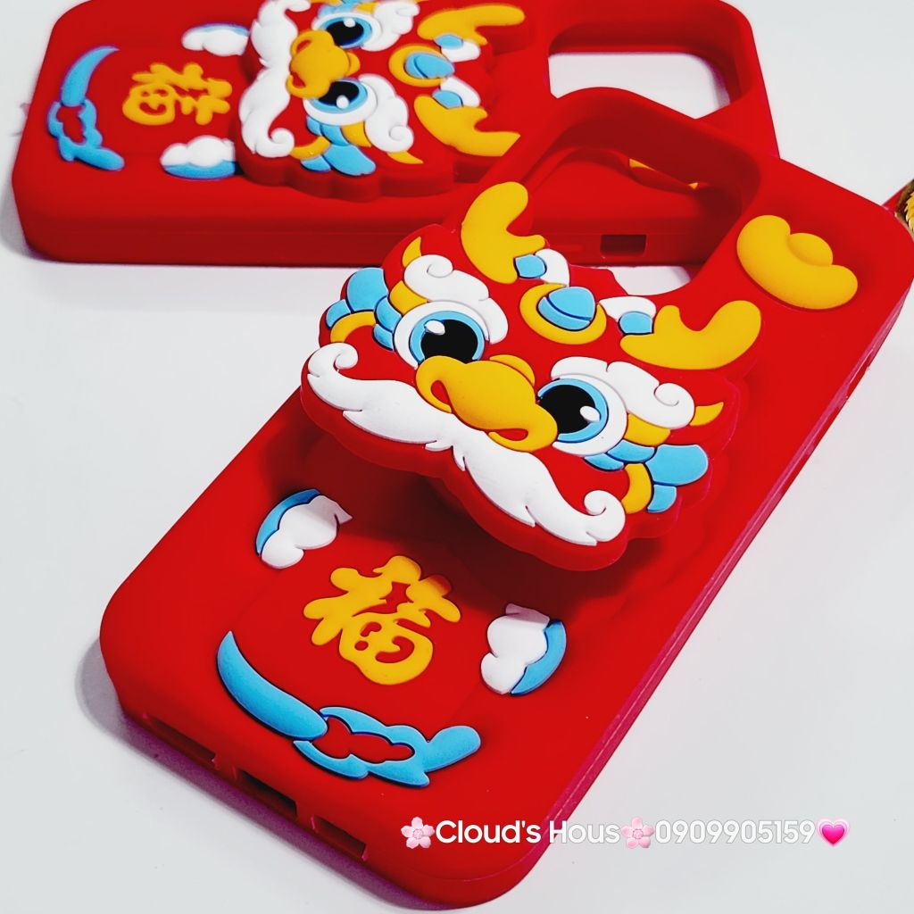 Case Ốp điện thoại iPhone Su dẻo Lân - Rồng kèm Popsocket iPhone 11/12/13/14/15/Pro/Plus/Promax - TẾT