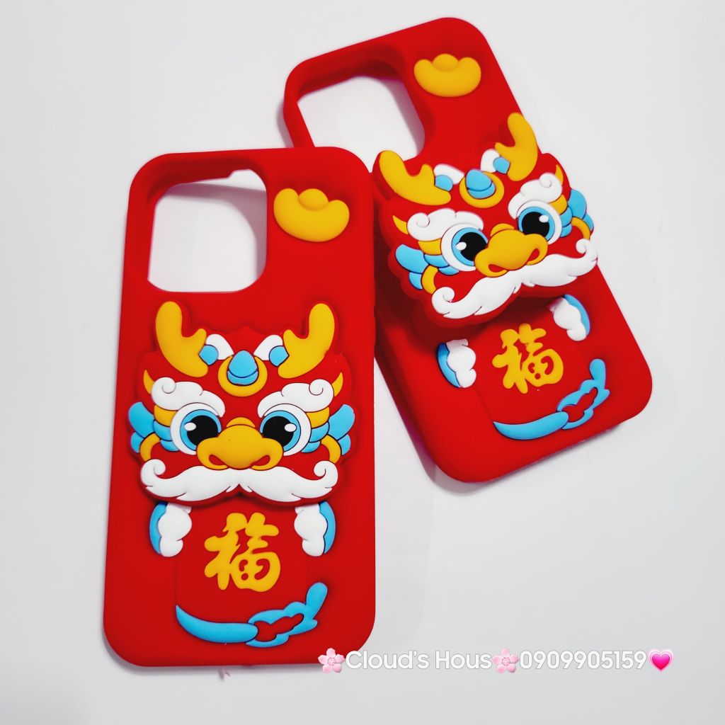 Case Ốp điện thoại iPhone Su dẻo Lân - Rồng kèm Popsocket iPhone 11/12/13/14/15/Pro/Plus/Promax - TẾT