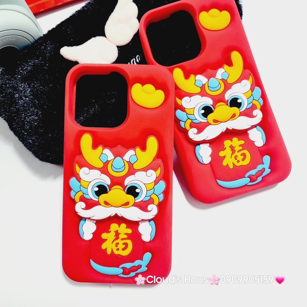 Case Ốp điện thoại iPhone Su dẻo Lân - Rồng kèm Popsocket iPhone 11/12/13/14/15/Pro/Plus/Promax - TẾT