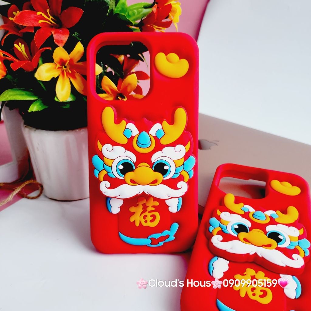 Case Ốp điện thoại iPhone Su dẻo Lân - Rồng kèm Popsocket iPhone 11/12/13/14/15/Pro/Plus/Promax - TẾT