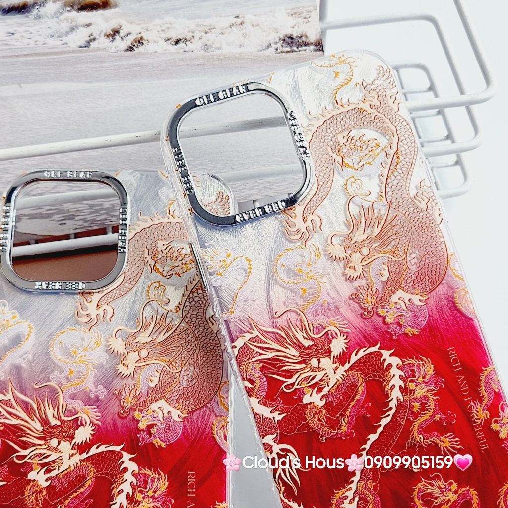 Case Ốp điện thoại iPhone Rồng Đỏ Hologram iPhone 11/12/13/14/15/Pro/Promax - TẾT