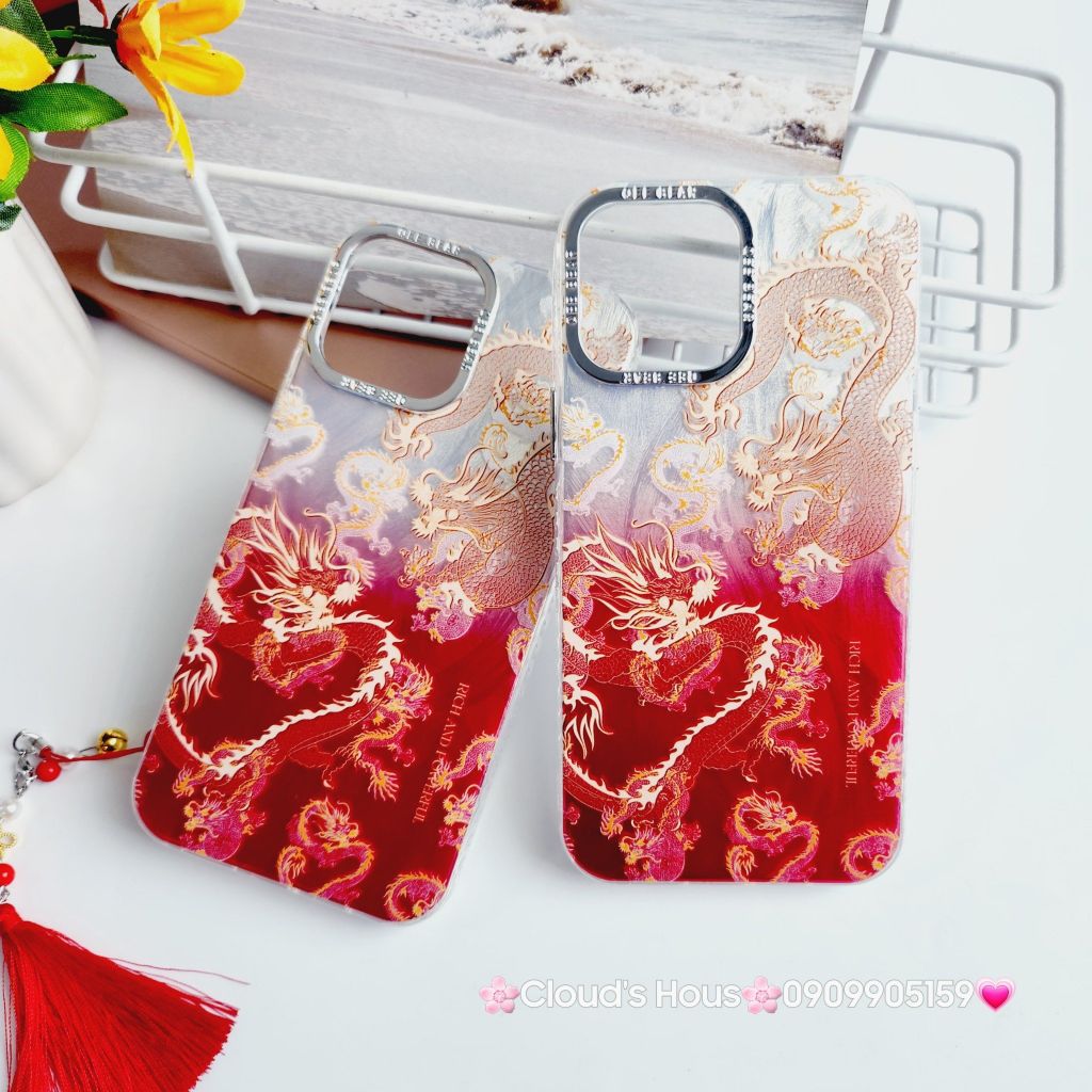 Case Ốp điện thoại iPhone Rồng Đỏ Hologram iPhone 11/12/13/14/15/Pro/Promax - TẾT