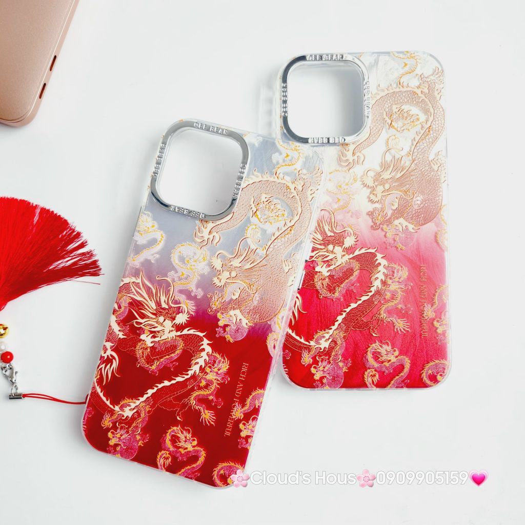Case Ốp điện thoại iPhone Rồng Đỏ Hologram iPhone 11/12/13/14/15/Pro/Promax - TẾT