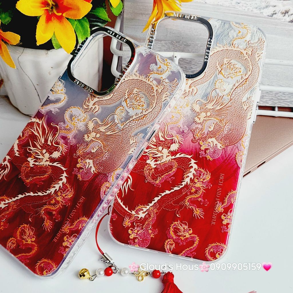 Case Ốp điện thoại iPhone Rồng Đỏ Hologram iPhone 11/12/13/14/15/Pro/Promax - TẾT