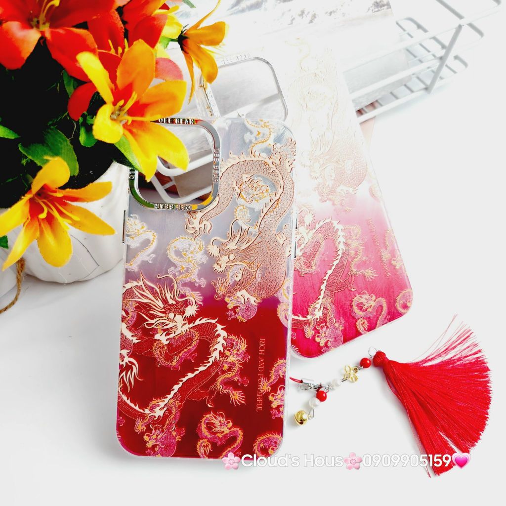 Case Ốp điện thoại iPhone Rồng Đỏ Hologram iPhone 11/12/13/14/15/Pro/Promax - TẾT