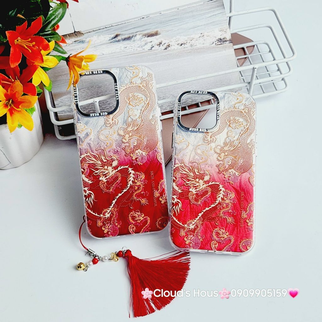 Case Ốp điện thoại iPhone Rồng Đỏ Hologram iPhone 11/12/13/14/15/Pro/Promax - TẾT